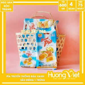 Bánh pía truyền thống đặc biệt đậu xanh sầu riêng 1 trứng 5 sao Tân Huê Viên 600gr