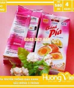 Bánh pía kim sa mè đen trứng tan chảy Tân Huê Viên 12 bánh (túi 500gr)