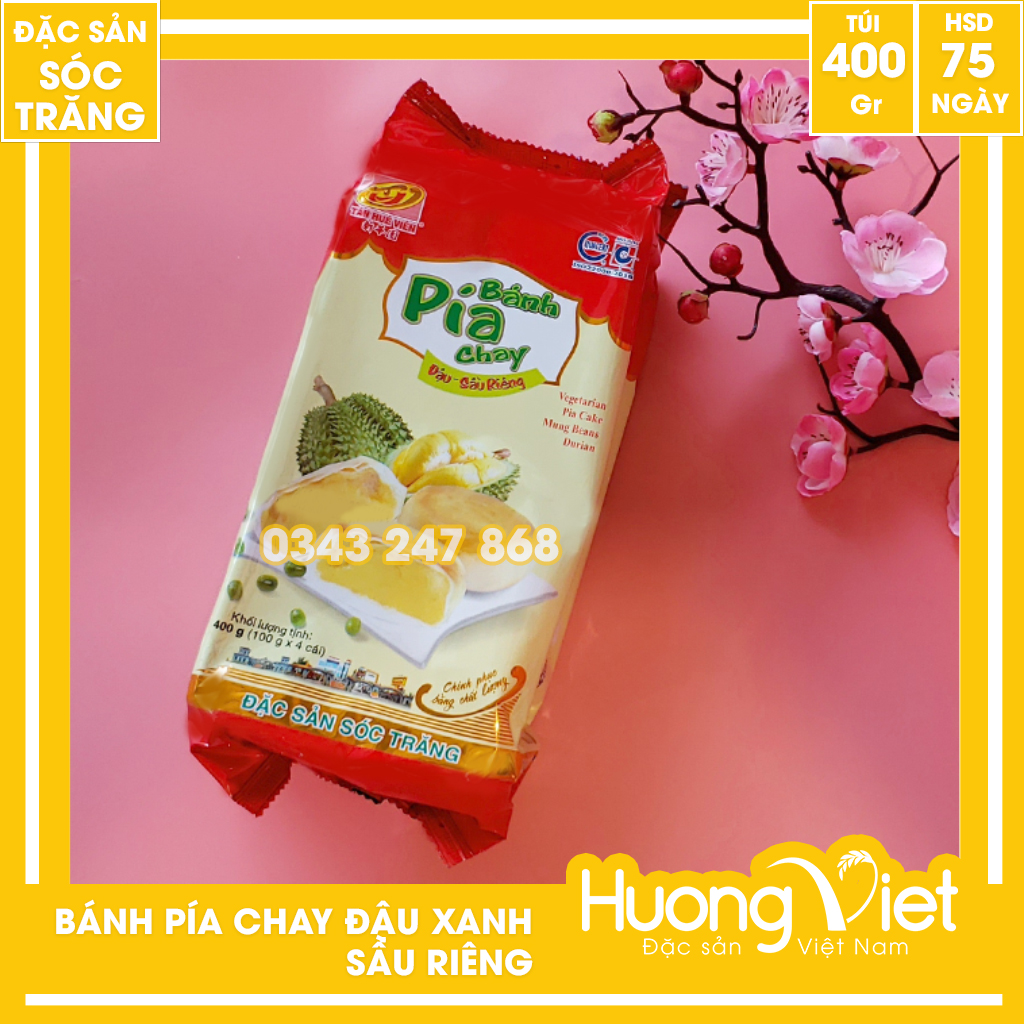 Bánh Pía Chay đậu Xanh Sầu Riêng Mini Tân Huê Viên 12 Bánh Túi 500gr