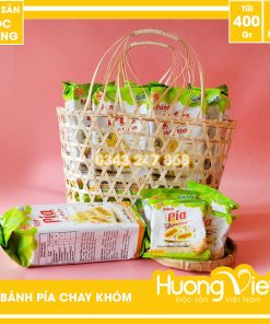 Bánh pía truyền thống chay đậu xanh sầu riêng Tân Huê Viên 500gr Bánh pía truyền thống chay đậu xanh sầu riêng Tân Huê Viên 500gr
