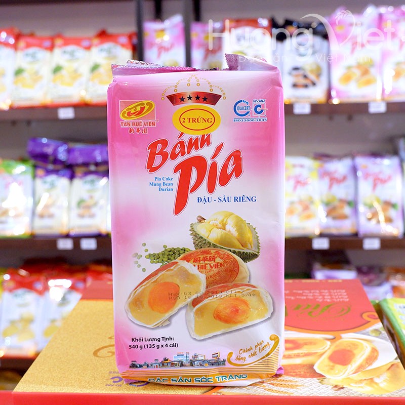 Bánh pía chay đậu xanh sầu riêng mini 12 bánh - Hương Việt Mart