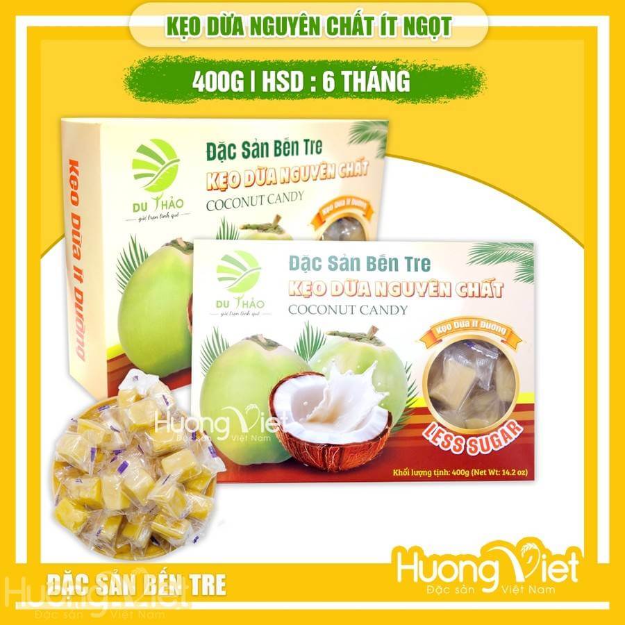 Kẹo dừa nguyên chất ít đường Du Thảo 400g