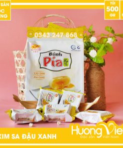 Bánh pía kim sa mè đen trứng tan chảy Tân Huê Viên 12 bánh (túi 500gr)