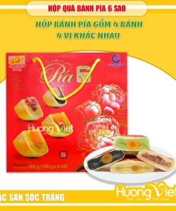 Hộp bánh pía 6 sao 4 bánh Tân Huê Viên 600gr Hộp bánh pía 6 sao 4 bánh Tân Huê Viên 600gr