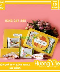 Hộp quà bánh pía kim sa 10 bánh 10 vị - Hộp Quà Hoa Nắng