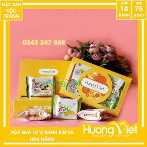 Hộp quà bánh pía kim sa 10 bánh 10 vị - Hộp Quà Hoa Nắng