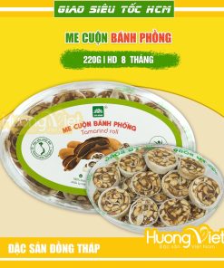 Kẹo mứt me cuộn bánh tráng phồng đậu phộng Tư Bông 220gr
