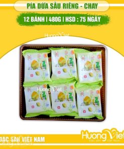 Bánh pía chay Tân Huê Viên Trà xanh sầu riêng 480g gói 12 bánh