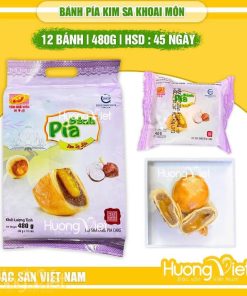 Bánh pía kim sa Khoai môn trứng Tân Huê Viên túi 12 bánh 480g Bánh pía kim sa Khoai môn trứng Tân Huê Viên túi 12 bánh 480g