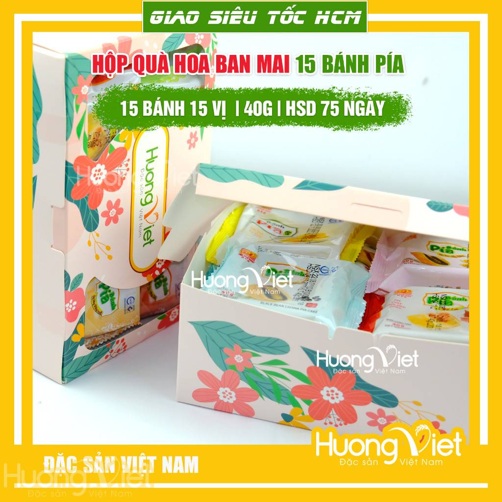Bánh pía Tân Huê Viên 15 vị - Hộp quà Ban Mai (15 bánh x 40g) Bánh pía Tân Huê Viên 15 vị - Hộp quà Ban Mai (15 bánh x 40g)
