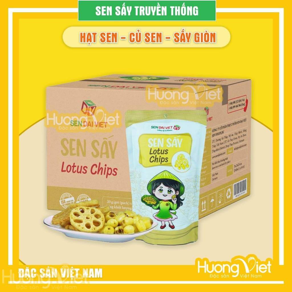 Sen sấy giòn Truyền Thống đặc sản Đồng Tháp - Đại Việt gói 30g Sen sấy giòn Truyền Thống đặc sản Đồng Tháp - Đại Việt gói 30g