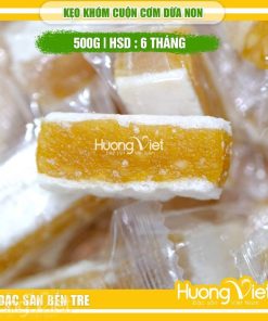 Kẹo khóm cuộn dừa non Hồng Vân đặc sản Bến Tre túi zip 500g