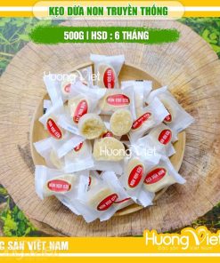 Kẹo dừa non NGUYÊN CHẤT cuộn bánh tráng Hồng Vân gói 500g