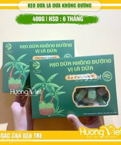 Kẹo dừa không đường Du Thảo thơm dịu vị LÁ DỨA hộp 400g