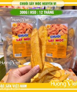 Chuối sấy mộc giòn không đường Đồng Nai túi zip 300g