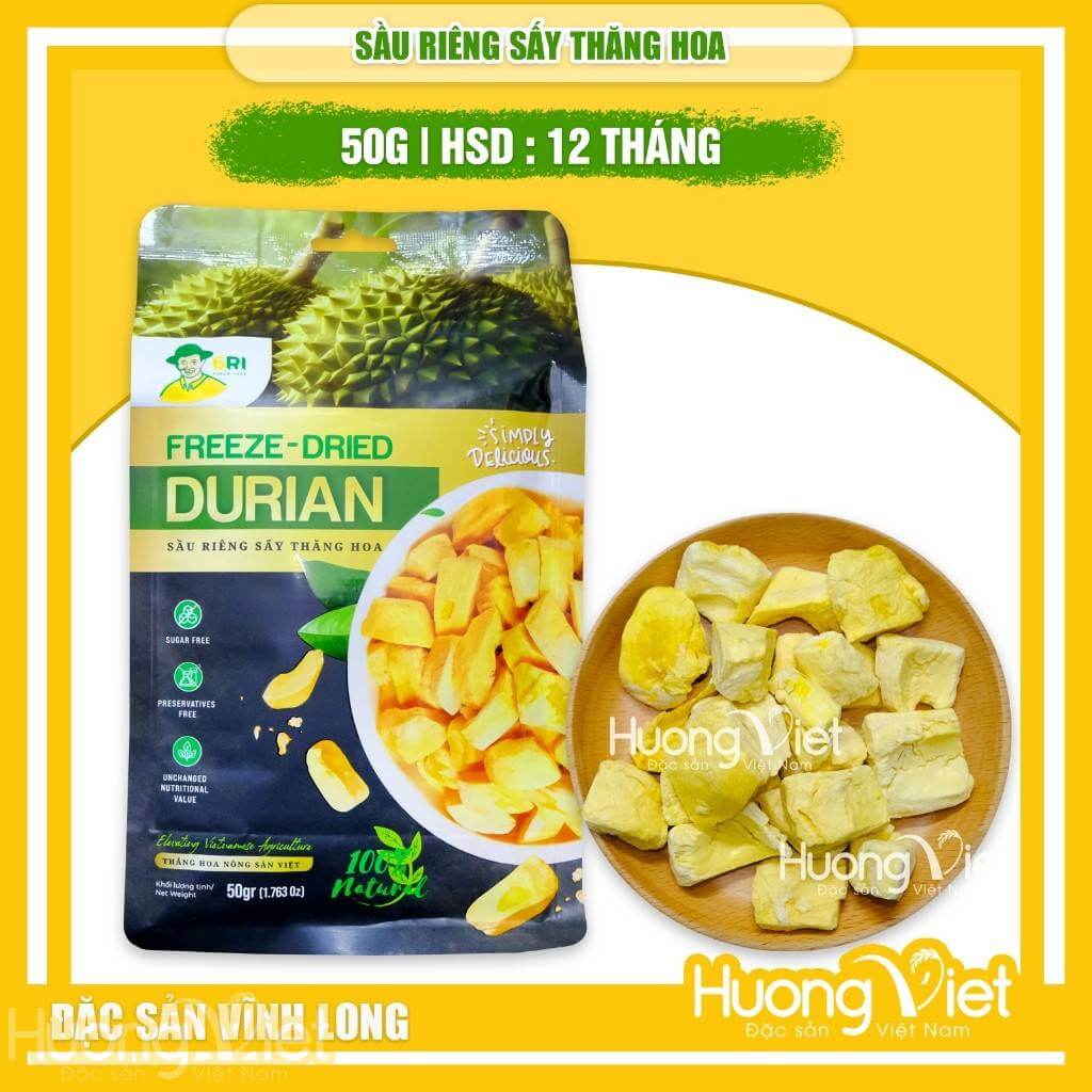 Sầu riêng sấy thăng hoa 6RI đặc sản Vĩnh Long (Túi 50g)