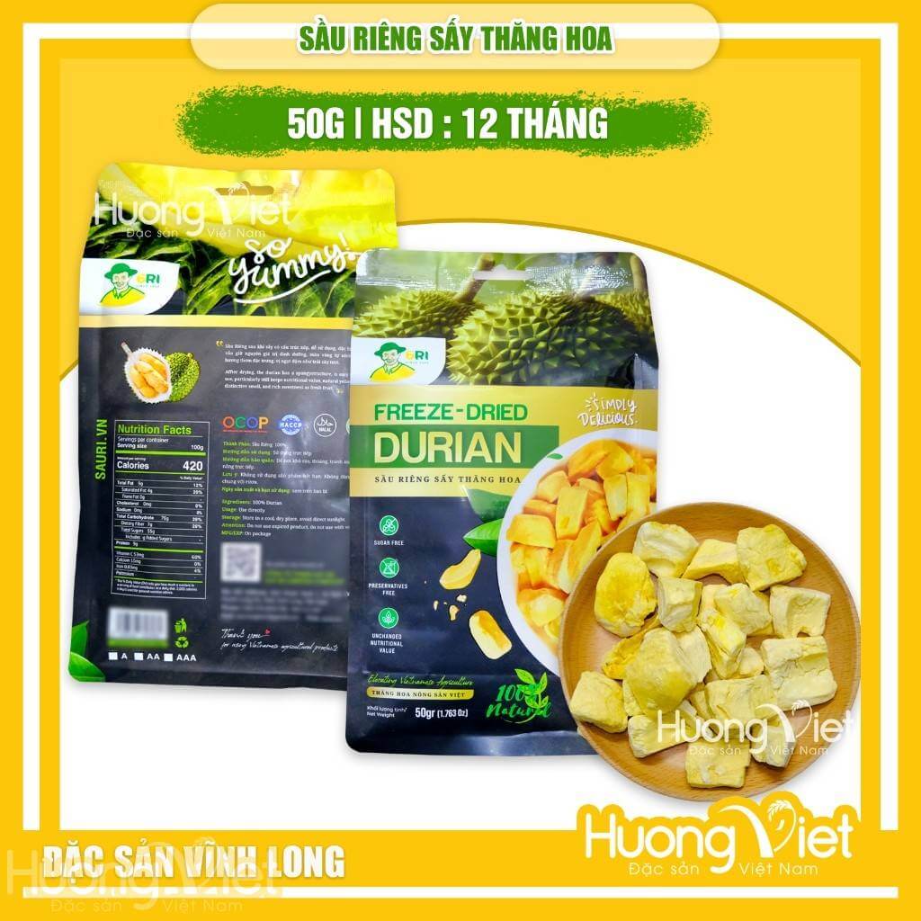 Sầu riêng sấy thăng hoa 6RI đặc sản Vĩnh Long (Túi 50g) Sầu riêng sấy thăng hoa 6RI đặc sản Vĩnh Long (Túi 50g)