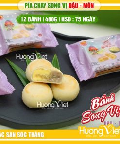 Bánh pía chay song vị Đậu - Môn Tân Huê Viên (480g, 12 bánh)