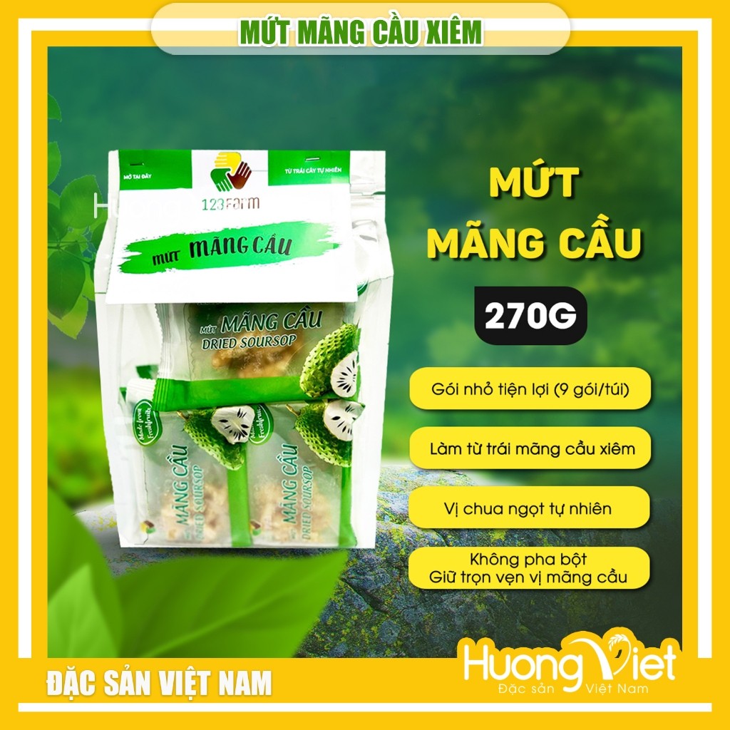 Mãng cầu xiêm sấy dẻo 123Farm (Túi 270g) – Vị chua ngọt Mãng cầu xiêm sấy dẻo 123Farm (Túi 270g) – Vị chua ngọt