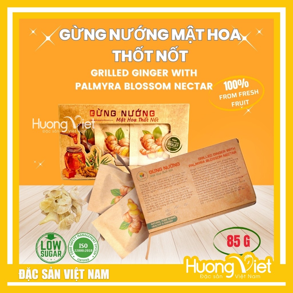 Gừng nướng mật hoa thốt nốt 123 Farm (Hộp 85g)