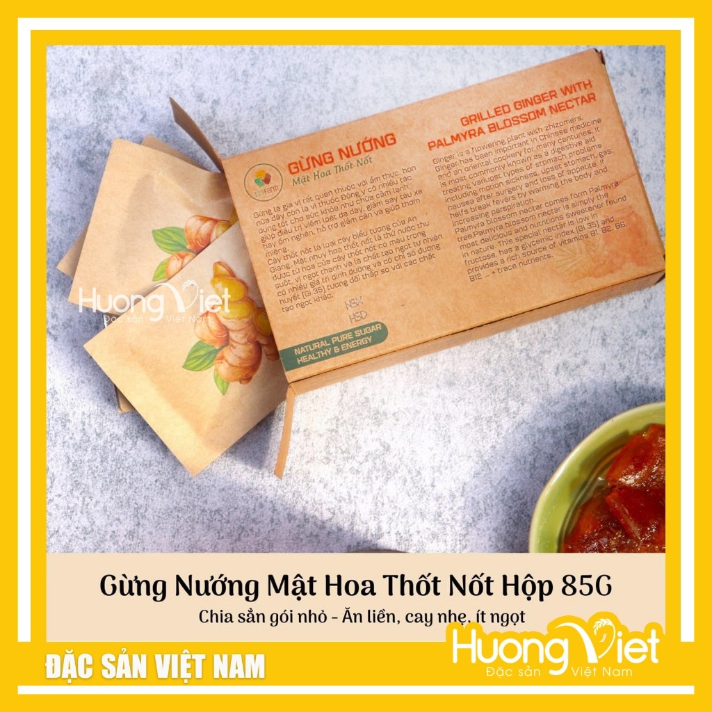 Gừng nướng mật hoa thốt nốt 123 Farm (Hộp 85g) Gừng nướng mật hoa thốt nốt 123 Farm (Hộp 85g)