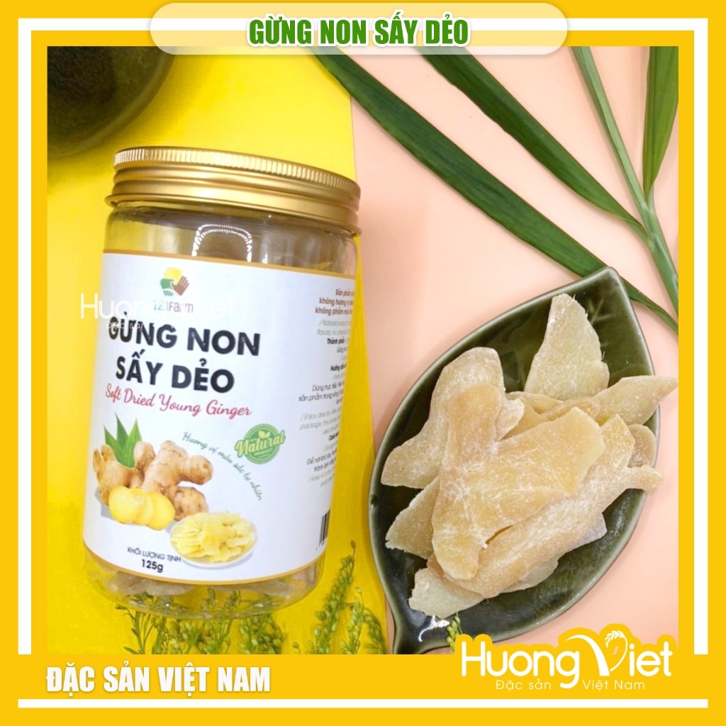 Gừng non sấy dẻo vị ít cay 123Farm (Hũ 125g)