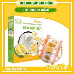 Kẹo dừa sáp sầu riêng Vicosap (Hộp 100g) - Đặc sản Trà Vinh