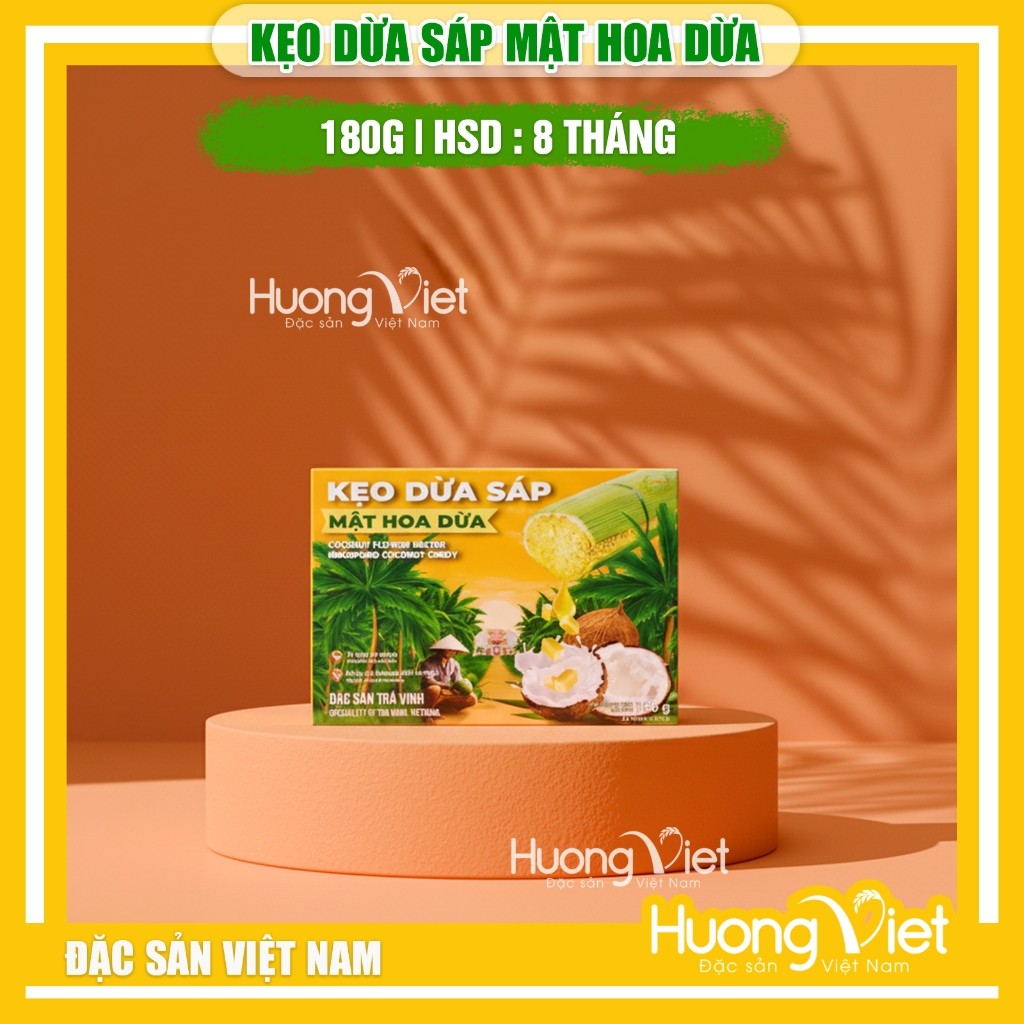 Kẹo dừa sáp mật hoa dừa Vicosap (Hộp 180g) - Đặc sản Trà Vinh Kẹo dừa sáp mật hoa dừa Vicosap (Hộp 180g) - Đặc sản Trà Vinh