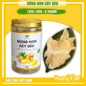 Gừng non sấy dẻo vị ít cay 123Farm (Hũ 125g)