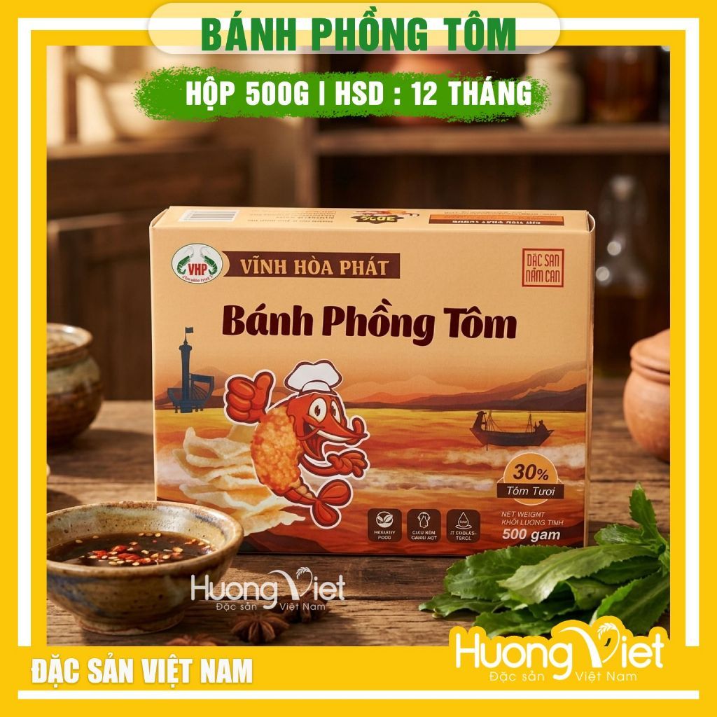 Bánh phồng tôm Năm Căn Cà Mau Vĩnh Hoà Phát (Hộp 500g)