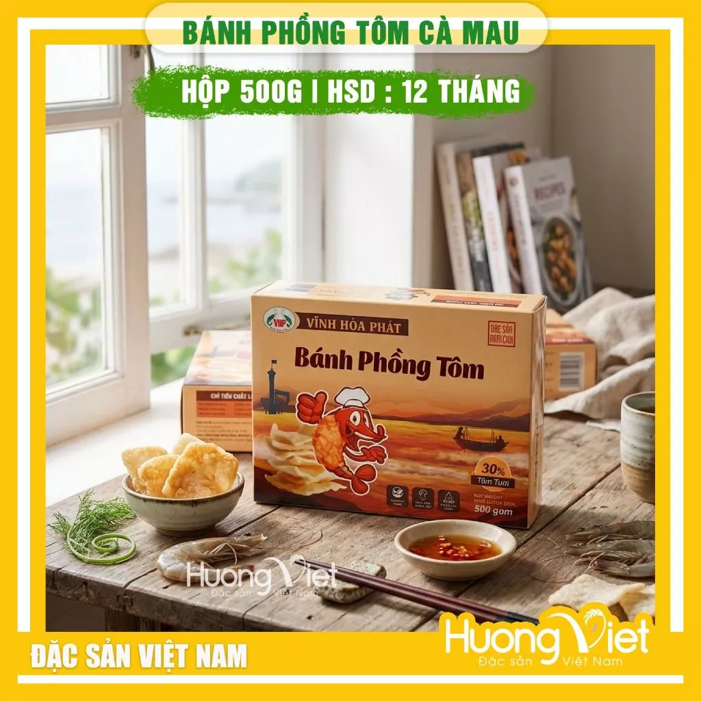 Vị tôm đặc trưng kết hợp cùng gia vị hạt tiêu, hành, tỏi được gia giảm vừa vặn. Bánh khi chiên lên phồng to, xốp mịn, nhai giòn tan và để lại hậu vị ngọt thanh của hải sản.