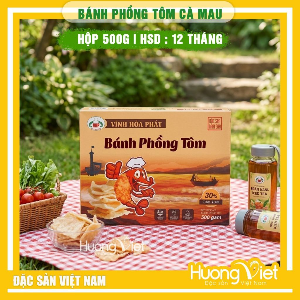 Bánh phồng tôm Năm Căn Cà Mau Vĩnh Hoà Phát (Hộp 500g)