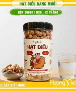 Hạt điều nguyên vỏ lụa rang muối Vigonuts - Hũ 500g