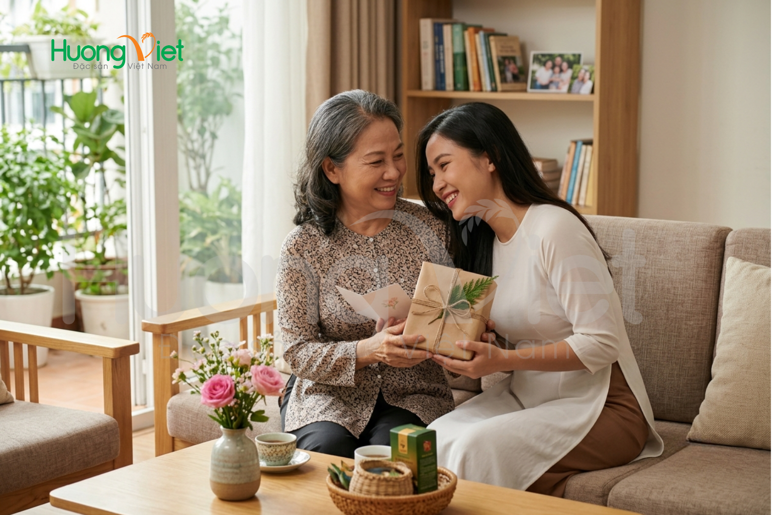 Một hộp quà kèm một tấm thiệp tặng Mẹ là món quà ý nghĩa và đầy sự trân trọng